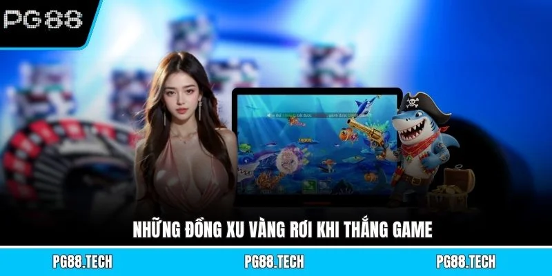 Những đồng xu vàng rơi khi thắng game